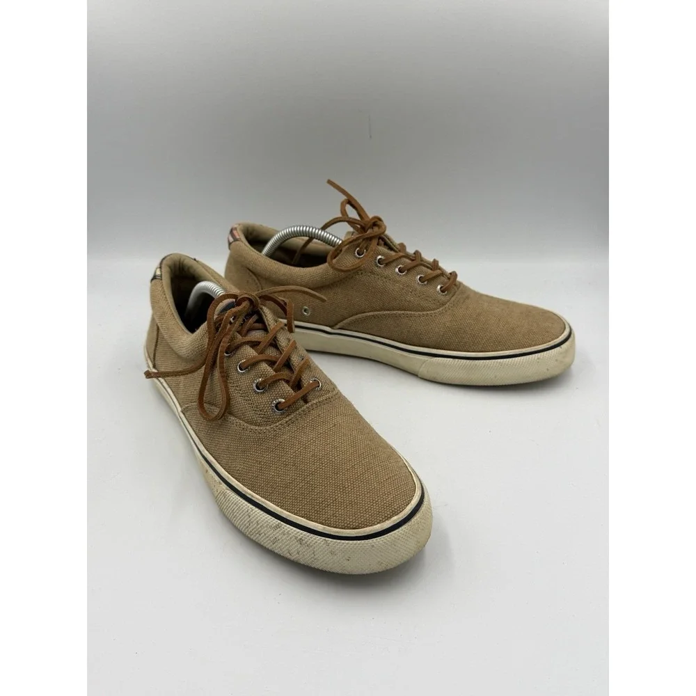 Sperry Men's Striper II CVO Canvas Hemp Sneakers Men's Size 10 Taupe Lace Up